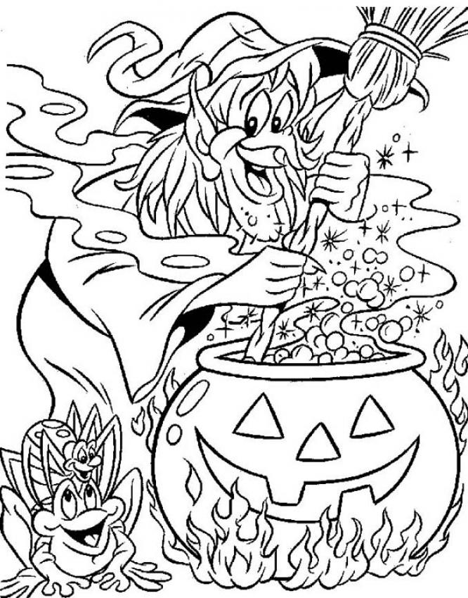 666x850 Scary Witch's Head Coloring Pages