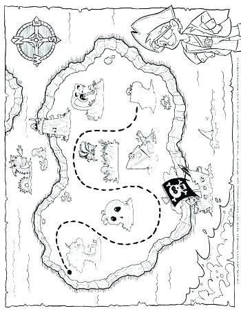 350x453 Pirate Map Coloring Page Treasure Map Coloring Pages Treasure Map