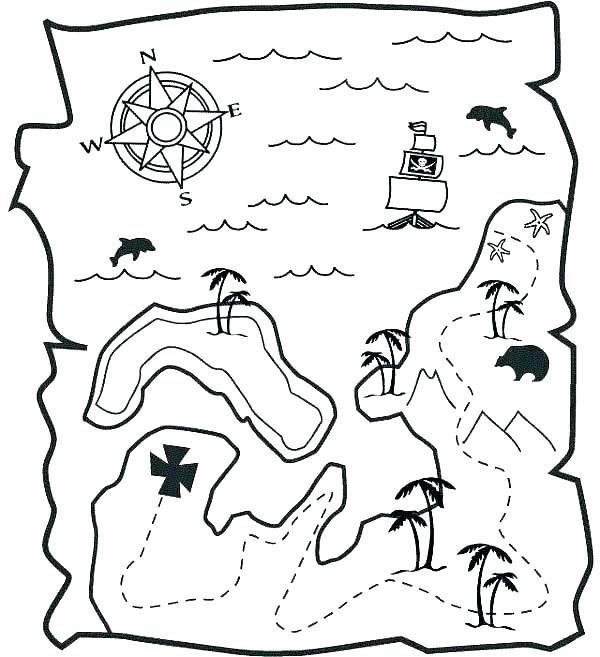 600x657 Pirate Treasure Coloring Pages Treasure Map Coloring Pages Free