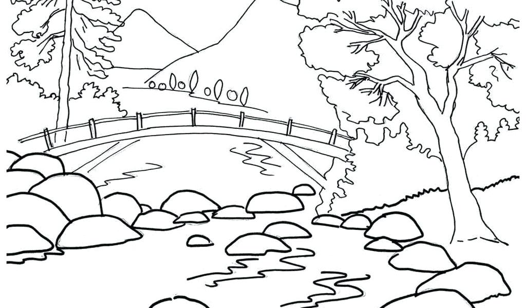 1024x600 Scenery Coloring Pages Natural Scenery Coloring Pages