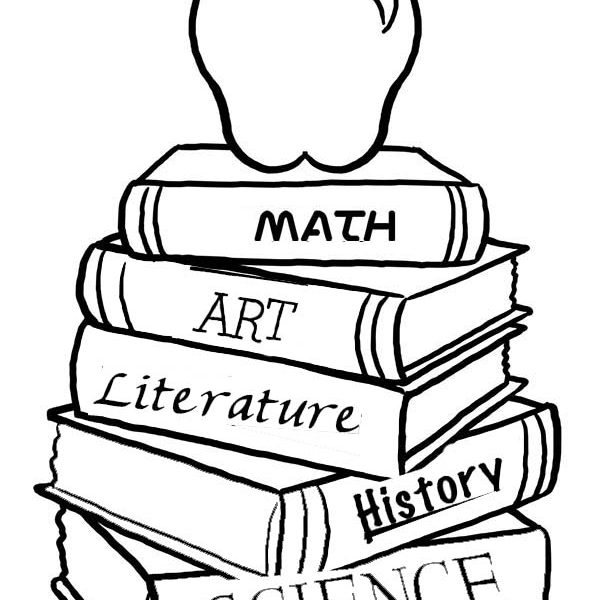 600x600 Coloring Pages Of Books A Pile Of School Books For The First Day