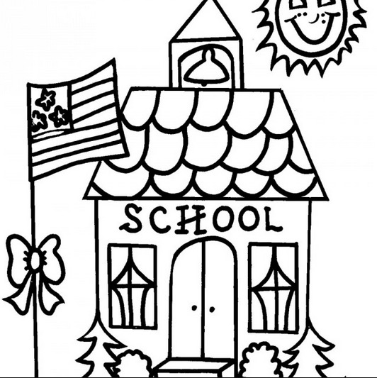 532x533 School House Coloring Page Coloring Book
