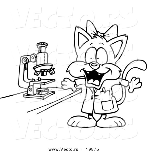 600x620 Vector Of A Cartoon Cat Scientist