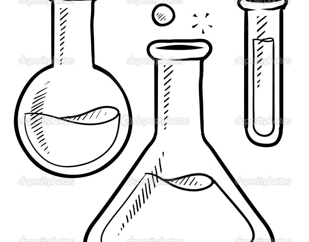 1024x800 Vector Of Cartoon Mad Scientist Holding Test Tube Outlined