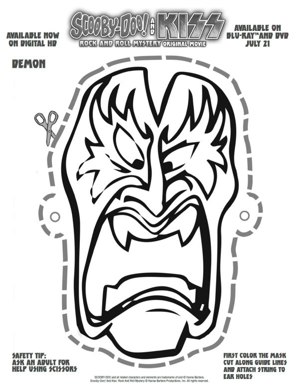 600x776 Free Printable Scooby Doo Kiss Demon Mask Printable Coloring