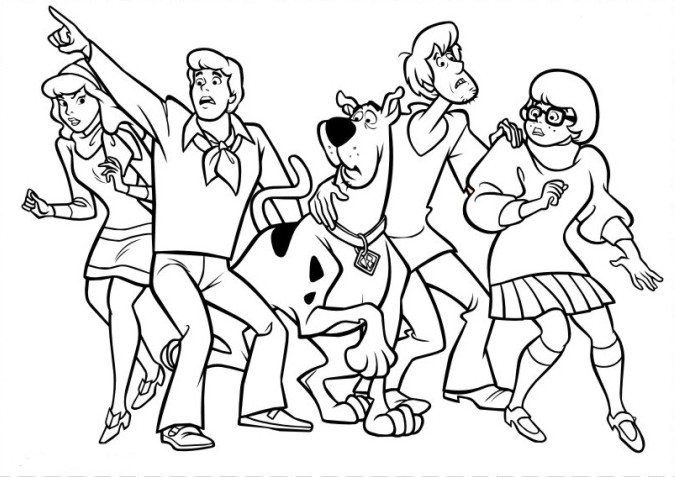 675x477 All Being Careful Scooby Doo Coloring Page Cartoon Pages