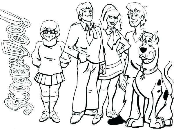 600x447 Scooby Doo Gang Coloring Pages And Hiding Coloring Page Scooby Doo