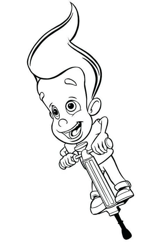 567x825 Jimmy Neutron Rides On Scooter Coloring Pages Jimmy Neutron