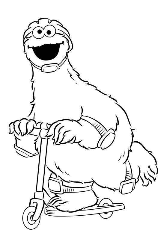 527x768 Cookie Monster Play Scooter Coloring Pages