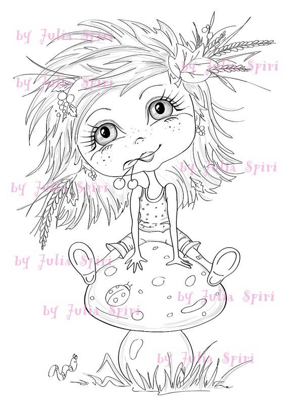 570x809 Digital Stamps, Girl Stamps, Mushroom, Digi St Scrapbooking