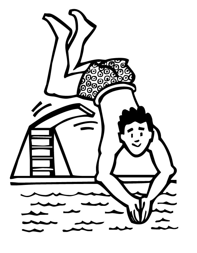 630x810 Printable Man Diving Coloring Page