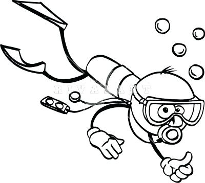 400x358 Scuba Diver Coloring Page Stick Cartoon Scuba Diver Misc Sport