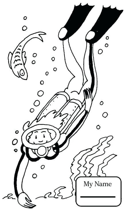 436x734 Scuba Diver Colouring Page Coloring Pages Diving Activities