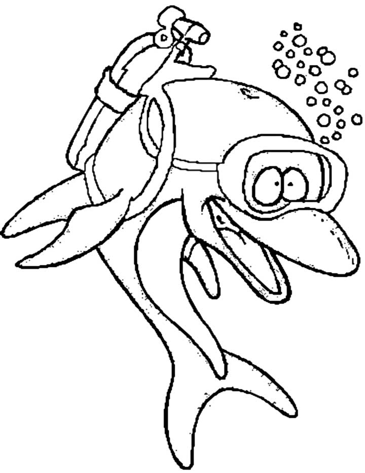 720x932 Dolphin Diver Coloring Page For Kids