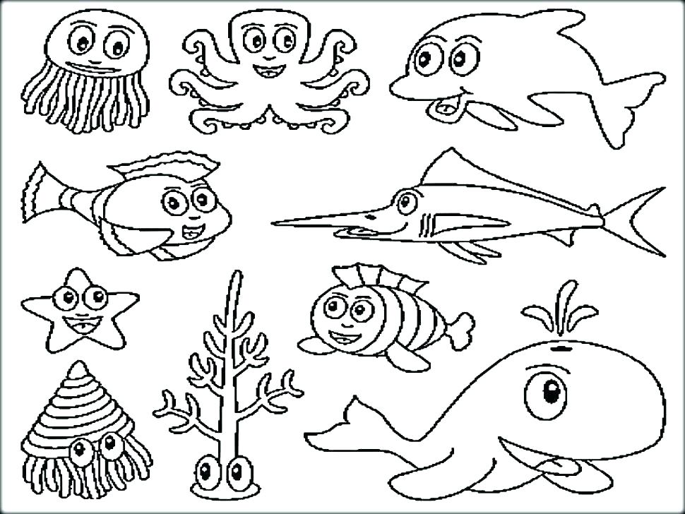 970x728 Coloring Animals Worksheets Sea Life Coloring Pages Images Sea