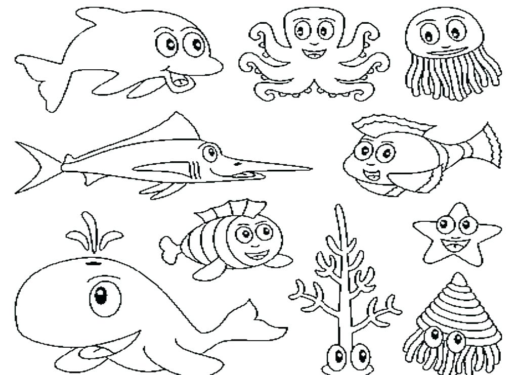 1024x742 Marine Life Coloring Pages Ocean Creatures Coloring Pages Sea