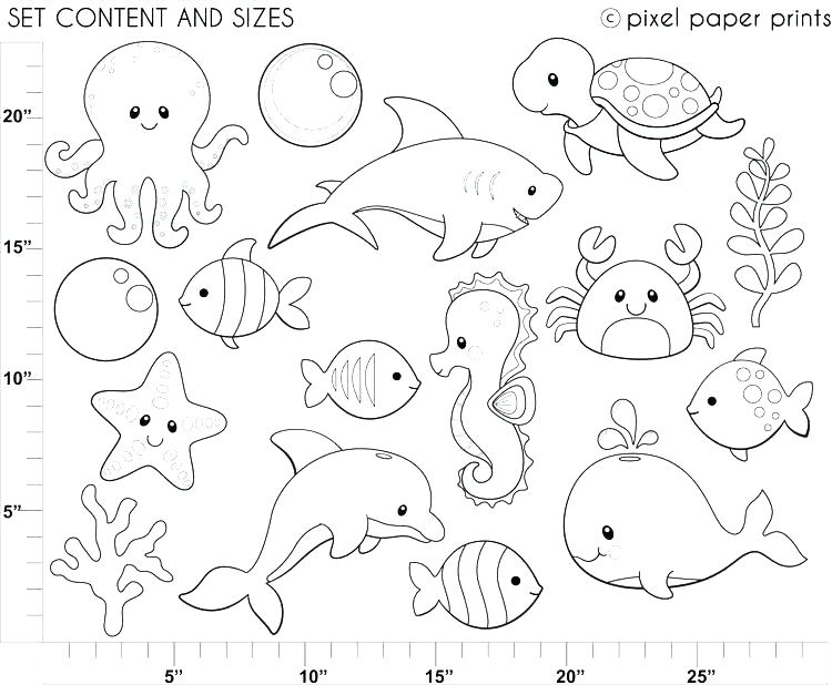 750x618 Childrens Sea Life Coloring Pages Animals Trendy Drawing Ocean