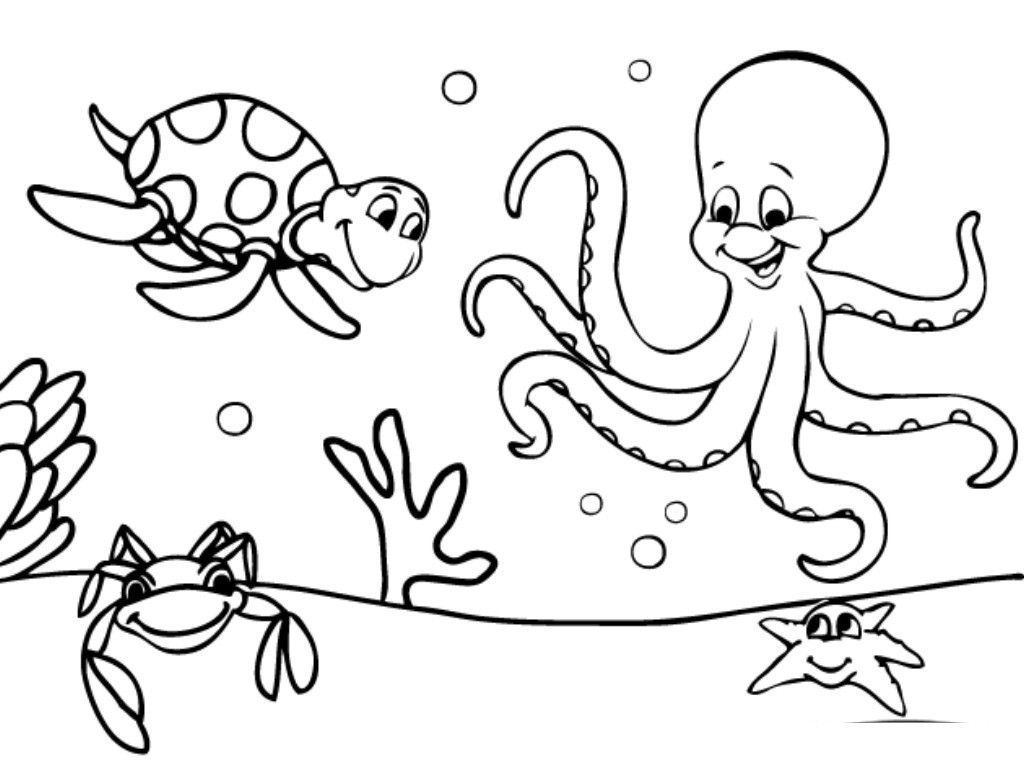 1024x768 The Cartoon Sea Animals Coloring Pages Are So Fun For Kids