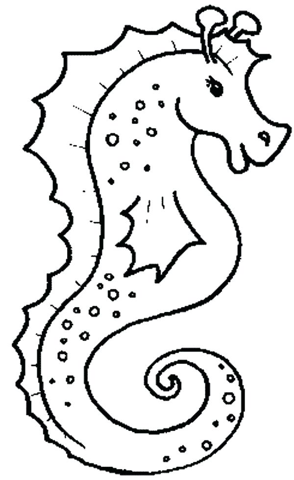 600x980 Sea Creature Coloring Pages Realistic Seahorse Free Sea Animals