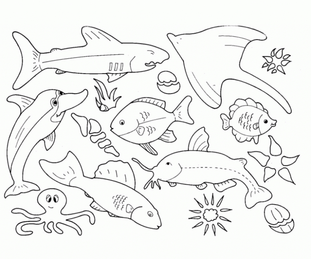 1024x851 Undersea Creatures Coloring Page