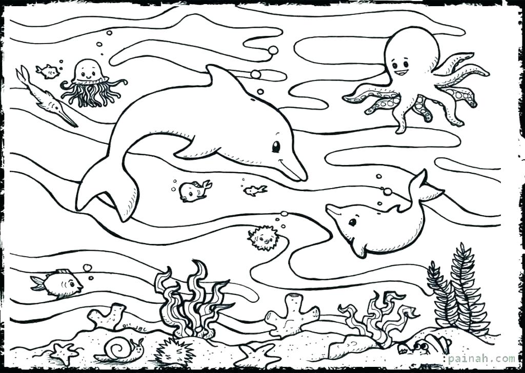 1024x728 Sea Creatures Coloring Page Ocean Life Coloring Pages For Adults
