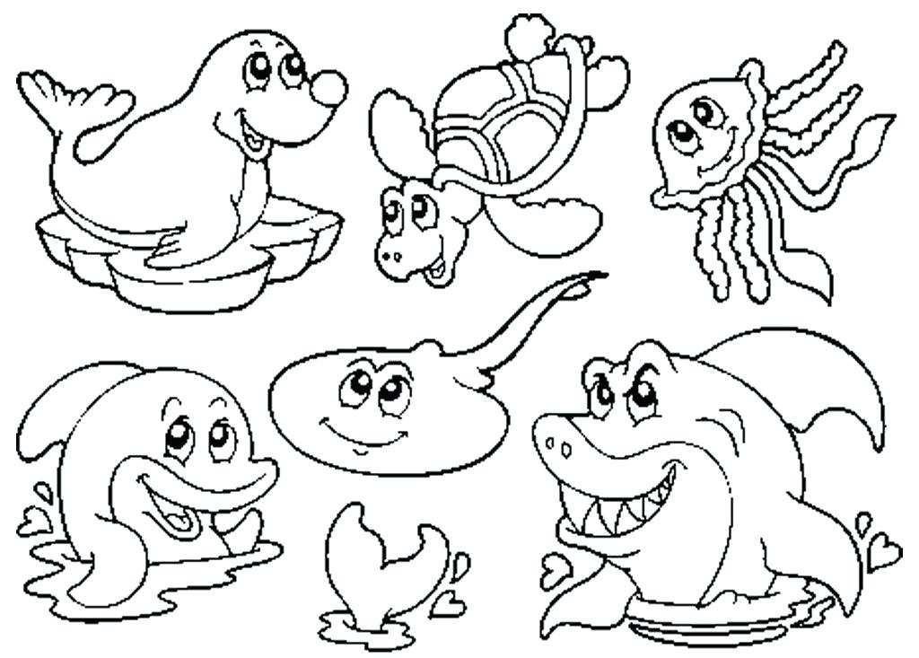 1024x733 Coloring Pages Sea Animals Ocean Life Coloring Pages Ocean Animals