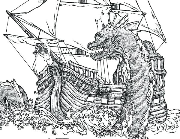 600x465 Sea Monster Coloring Pages