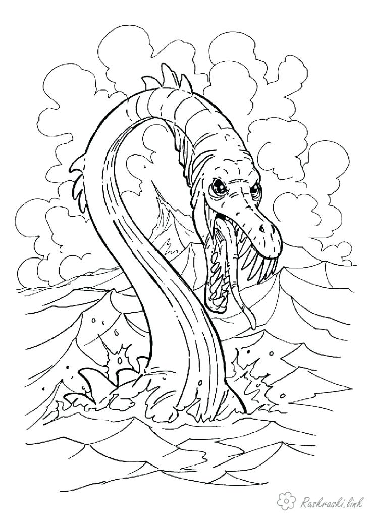 735x1024 Excellent Appealing Sea Serpent Coloring Pages Print Download