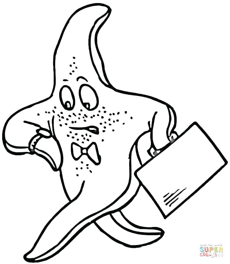 750x862 Sea Star Coloring Page Starfish Is Late For Work Printable Sea