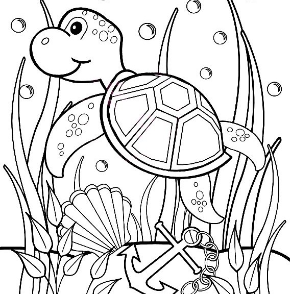 570x576 Interesting Ideas Sea Turtle Coloring Pages Adult Baby Printable
