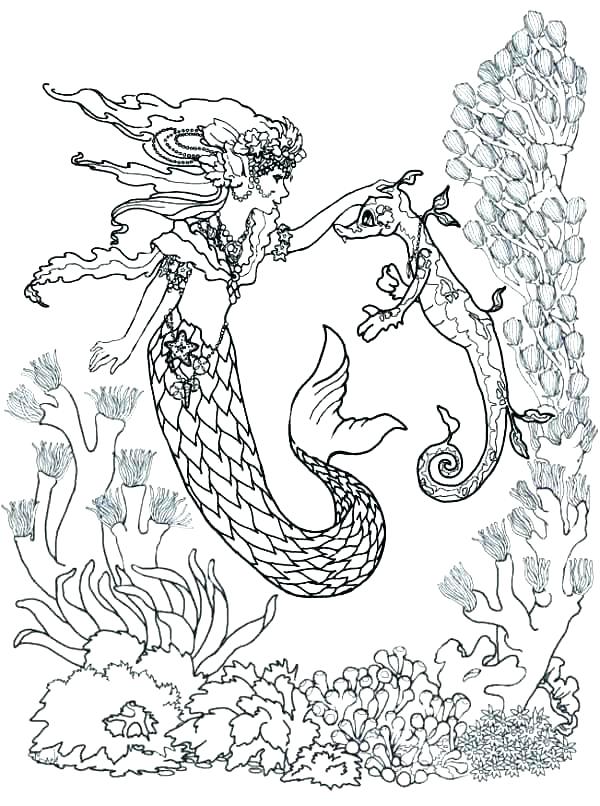 600x806 Top Seahorse Coloring Page Online Mythical Creature Pages Mermaid