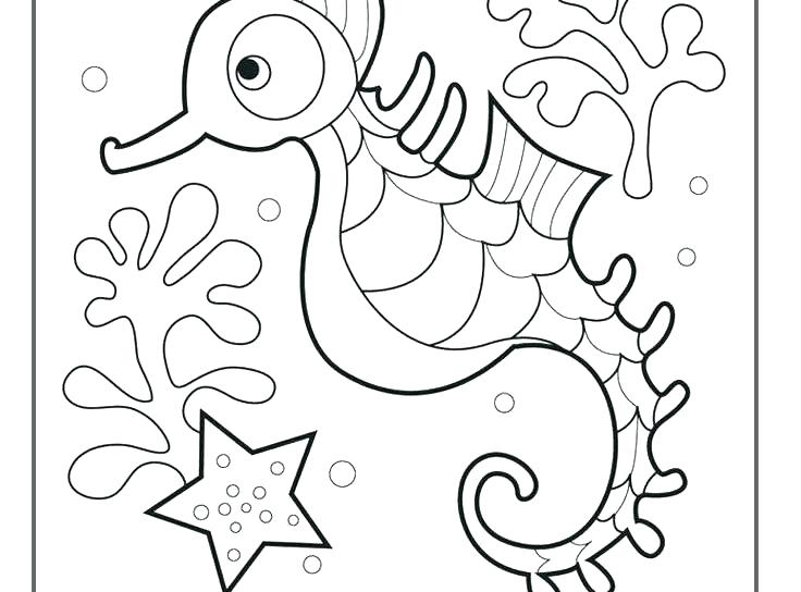 736x544 Sea Horse Coloring Page Coloring Cute Baby Seahorse Undersea Sea