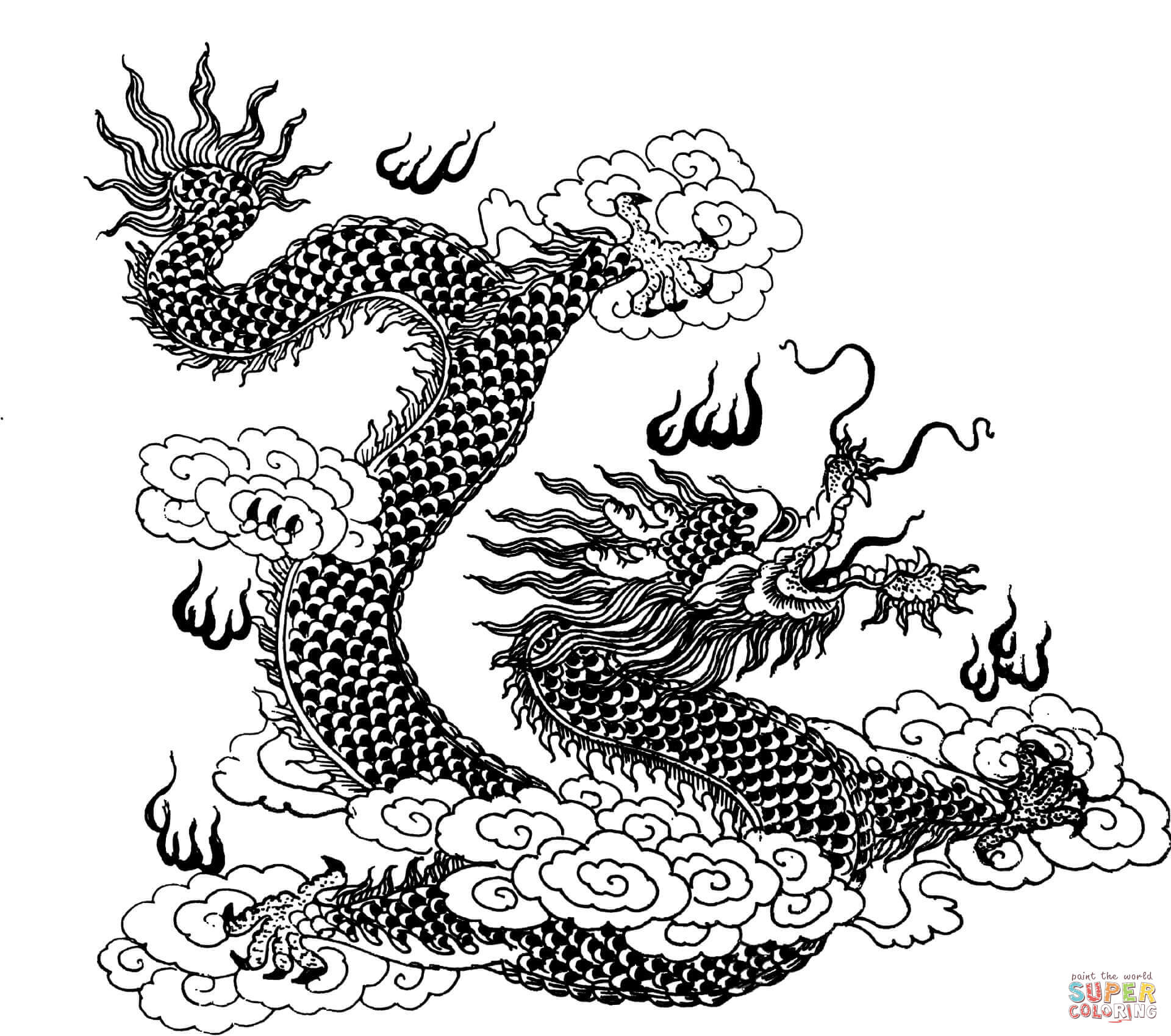 1920x1699 Dragon In Clouds Coloring Page On Hard Pages Of Dragons