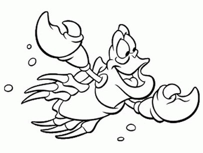 406x305 Smiling Sebastian Crab Coloring Page Free Printable Coloring Pages