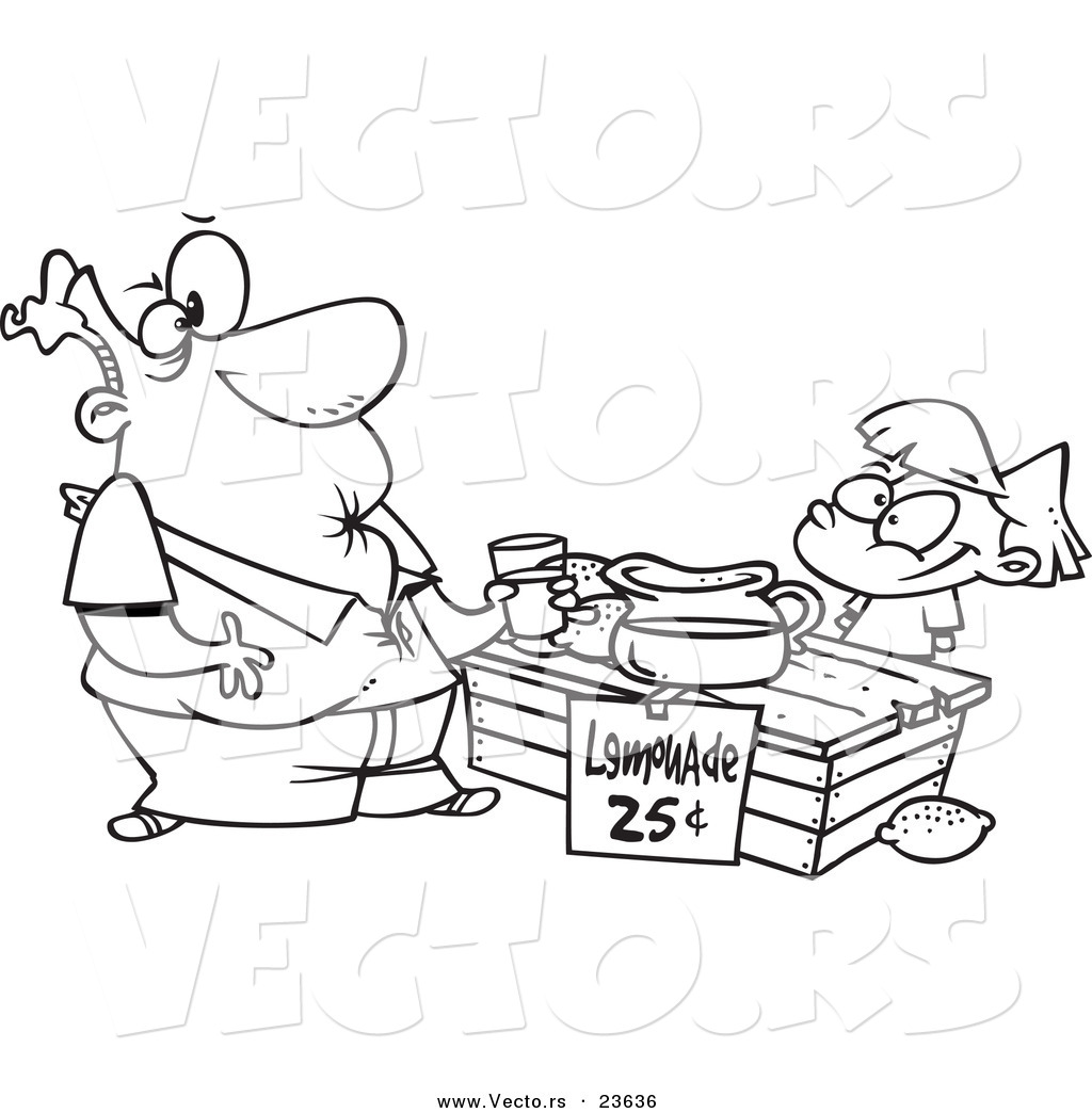 1024x1044 Vector Of A Cartoon Girl Selling Sour Lemonade