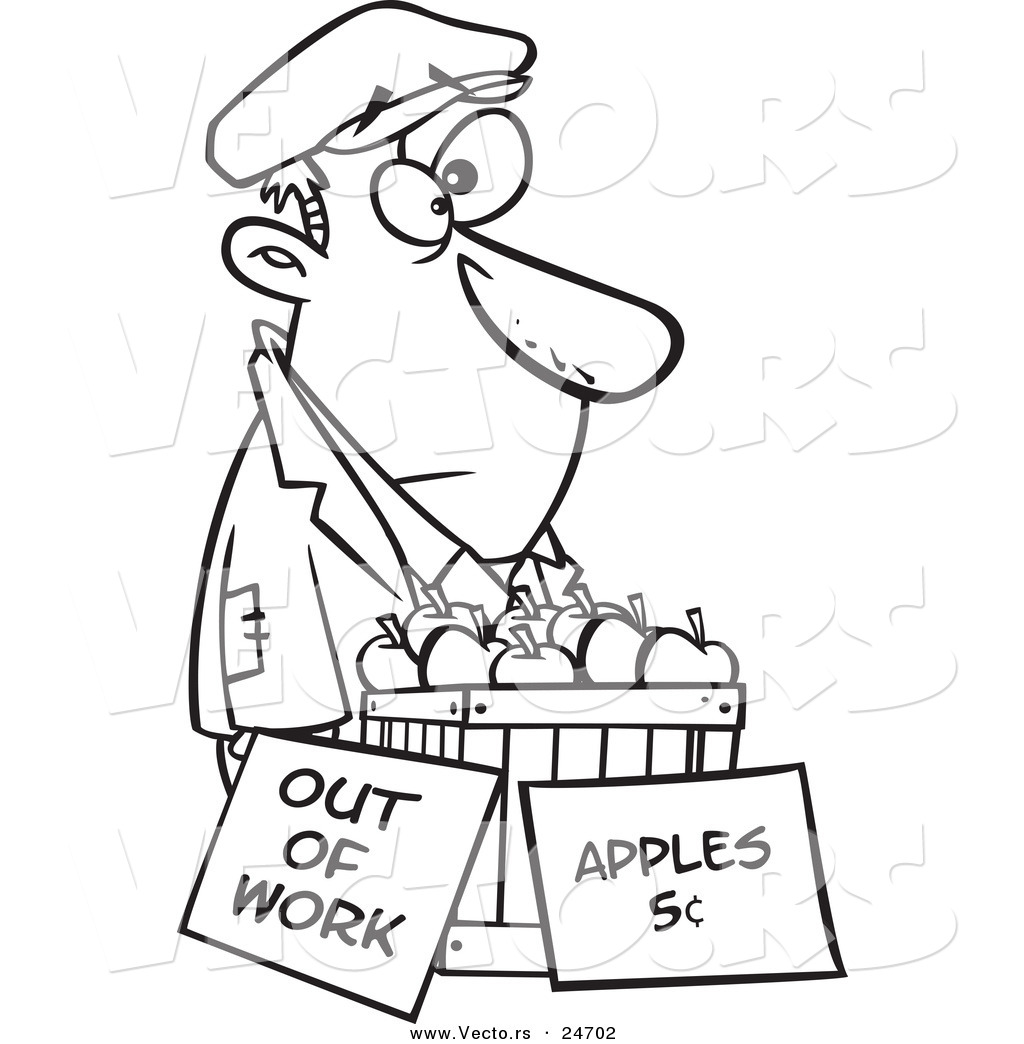 1024x1044 Vector Of A Cartoon Homeless Man Trying To Sell Apples