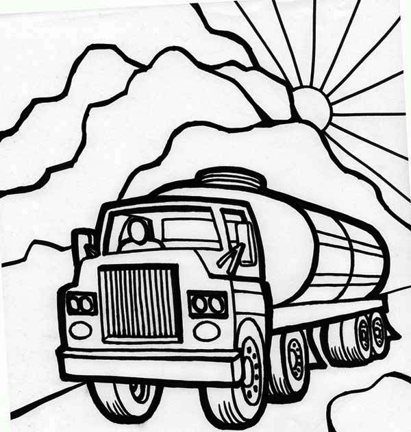 600x630 Oil Carrier Semi Truck Coloring Page Colour Pages