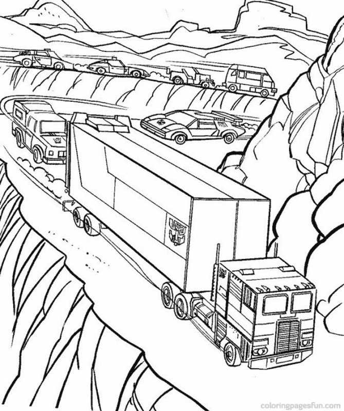 669x800 Semi Truck Coloring Pages