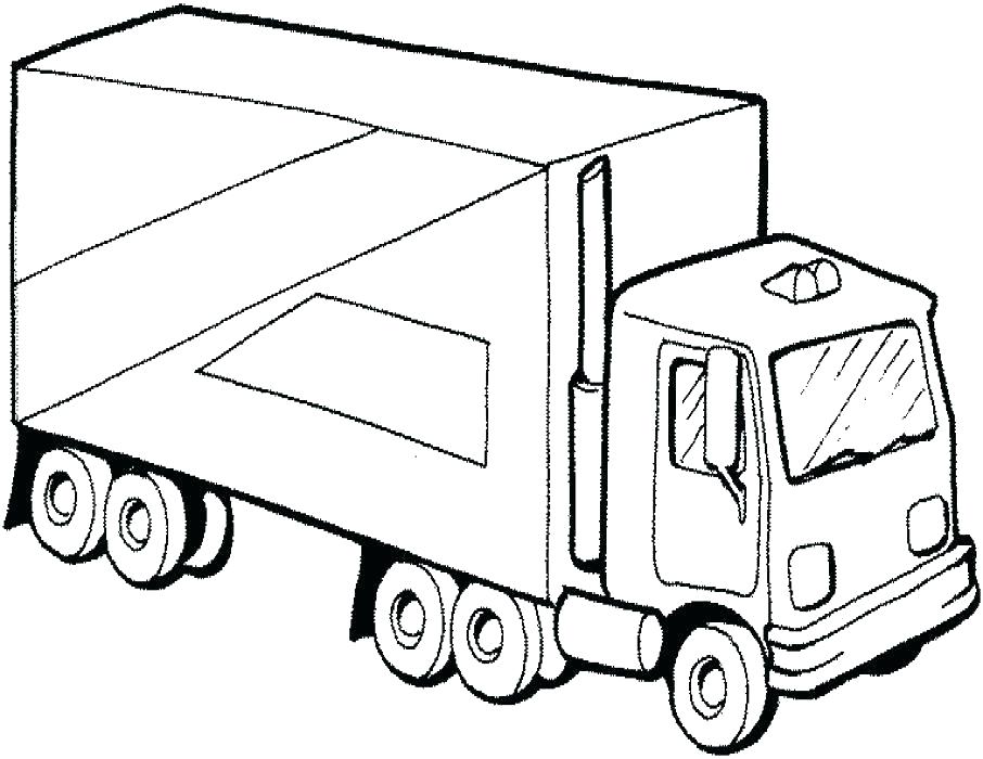 906x700 Semi Truck Coloring Page