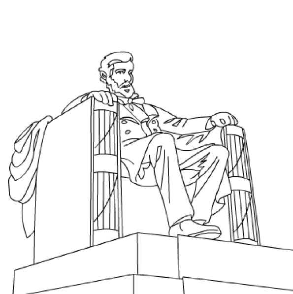 595x597 Lincoln Memorial Coloring Page