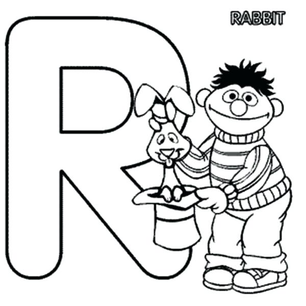600x600 Letter R Coloring Pages Learn Letter R For Rabbit In Sesame Street