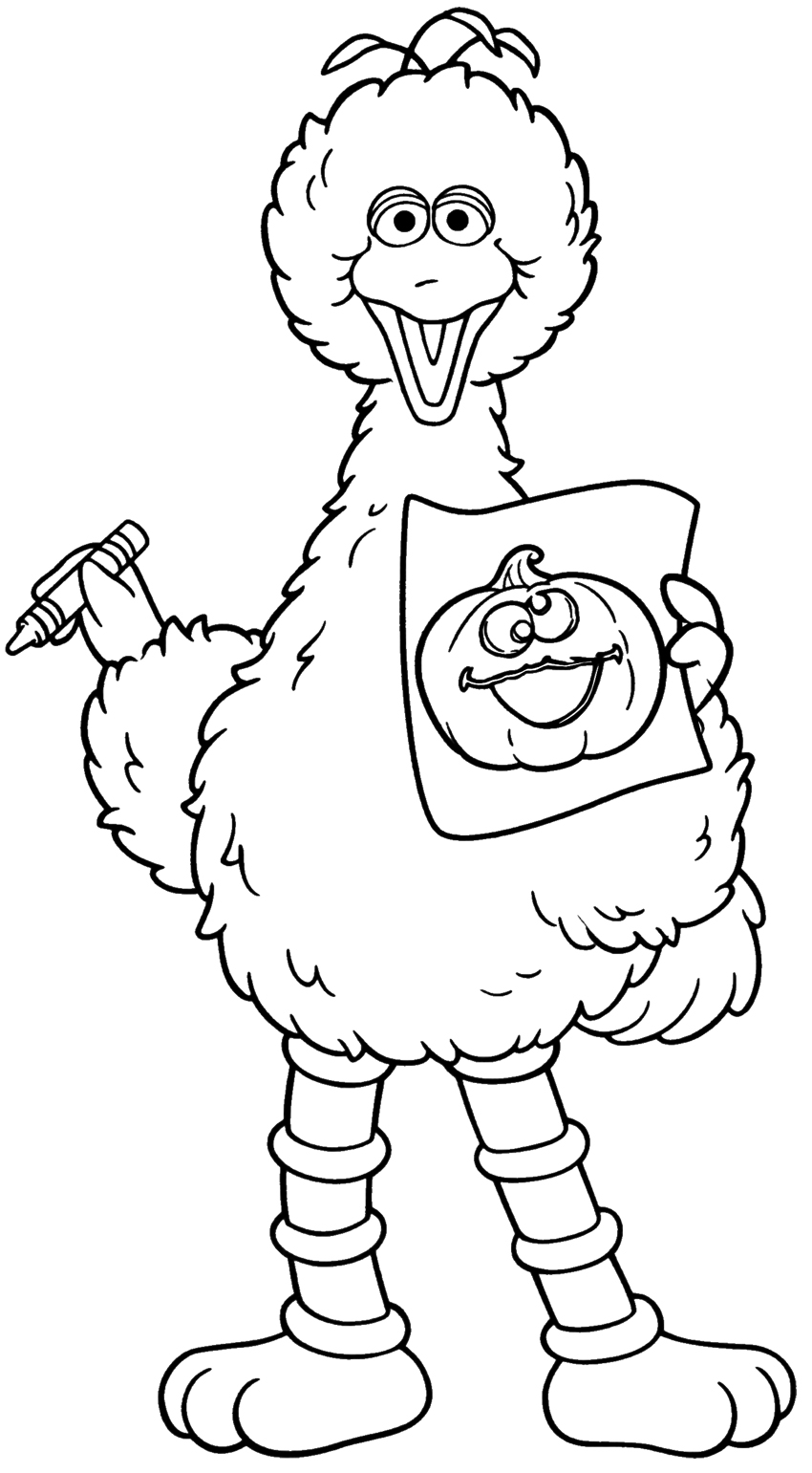 850x1541 Halloween Coloring Pages Halloween Big Bird From Sesame Street