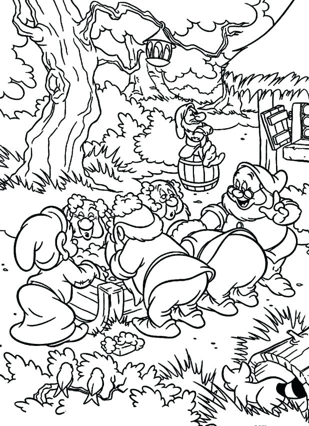 618x851 Seven Dwarfs Coloring Pages Snow White And The Seven Dwarfs