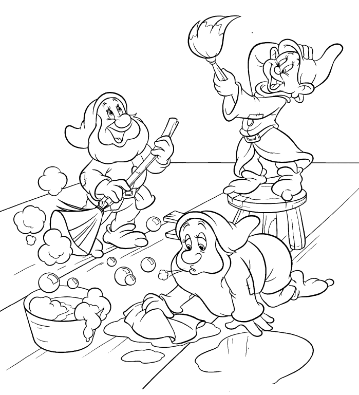 699x769 Snow White Dwarfs Coloring Pages