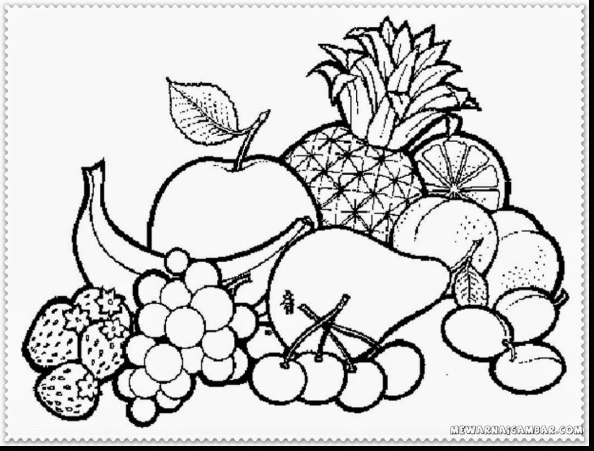 1172x891 Coloring Pages For Fruits Preschoolers Kids Sewing