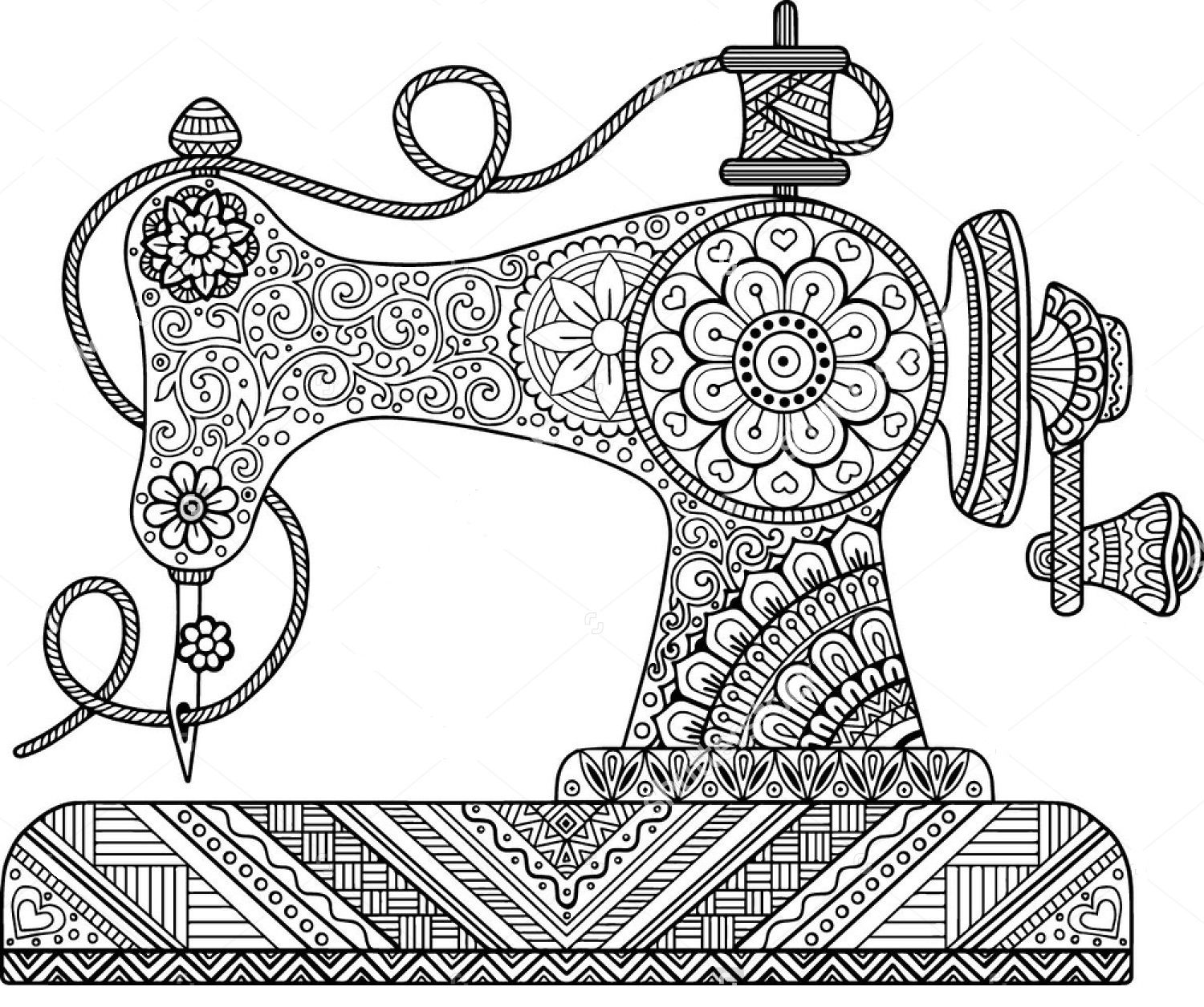 1500x1256 Sewing Machine Zentangle Coloring Page Front Door Ideas