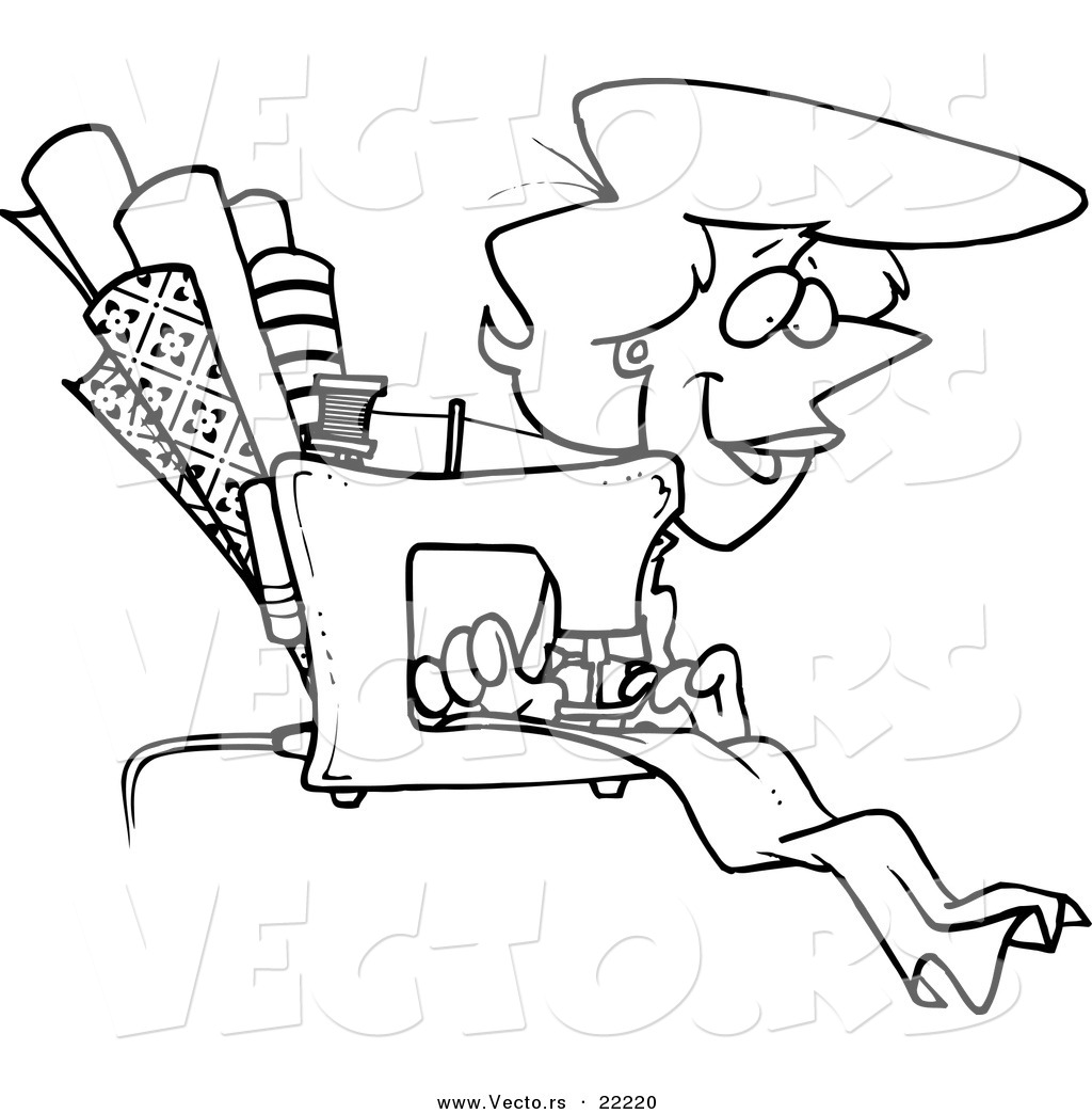1024x1044 Vector Of A Cartoon Seamstress Sewing