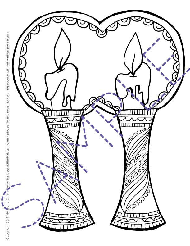 612x792 Shabbat Candles Coloring Page