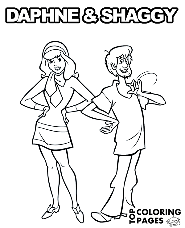 600x740 Daphne And Shaggy Coloring Page To Print Or Download For Free
