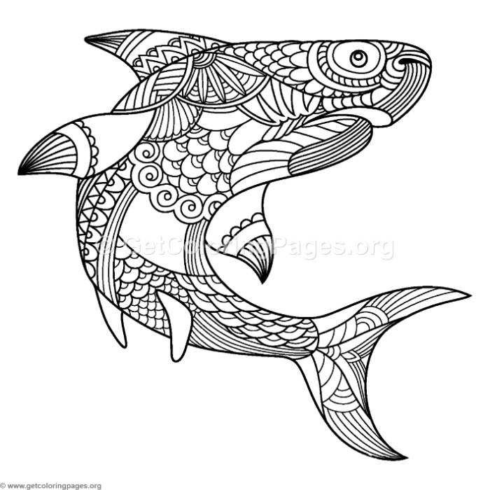 700x700 Free Instant Download Zentangle Shark Coloring Pages